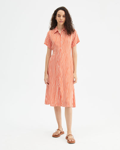 Stripe Print Midi Dress